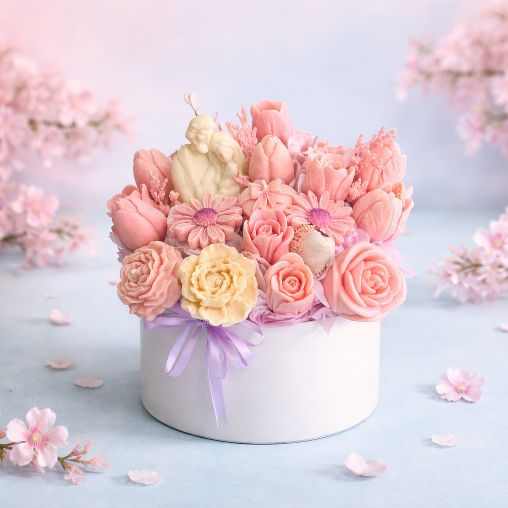Forever Bloom Mother's Day Candle Bouquet – Handmade Flower Gift Box