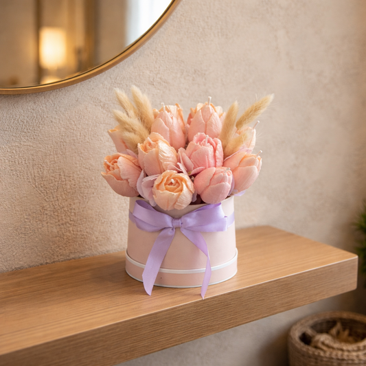 Blush Tulip Candle Arrangement