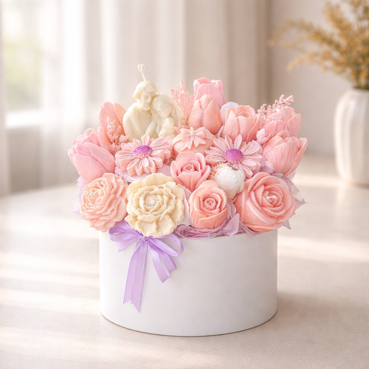 Forever Bloom Mother's Day Candle Bouquet – Handmade Flower Gift Box